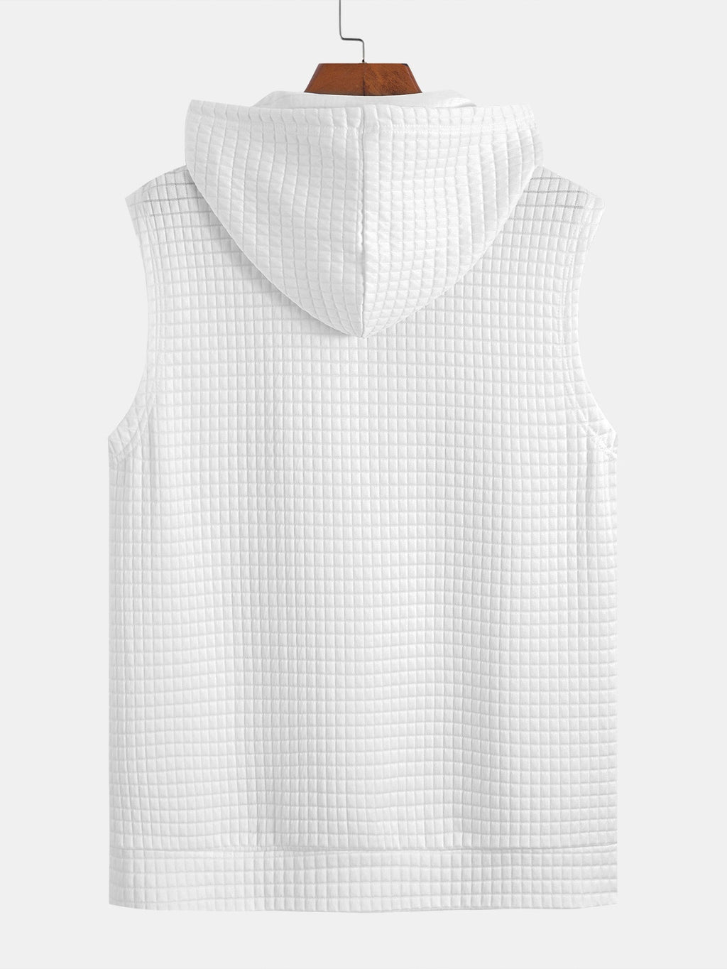 Waffle Sleeveless Hooded T-Shirt With Kangaroo Pocket & Shorts