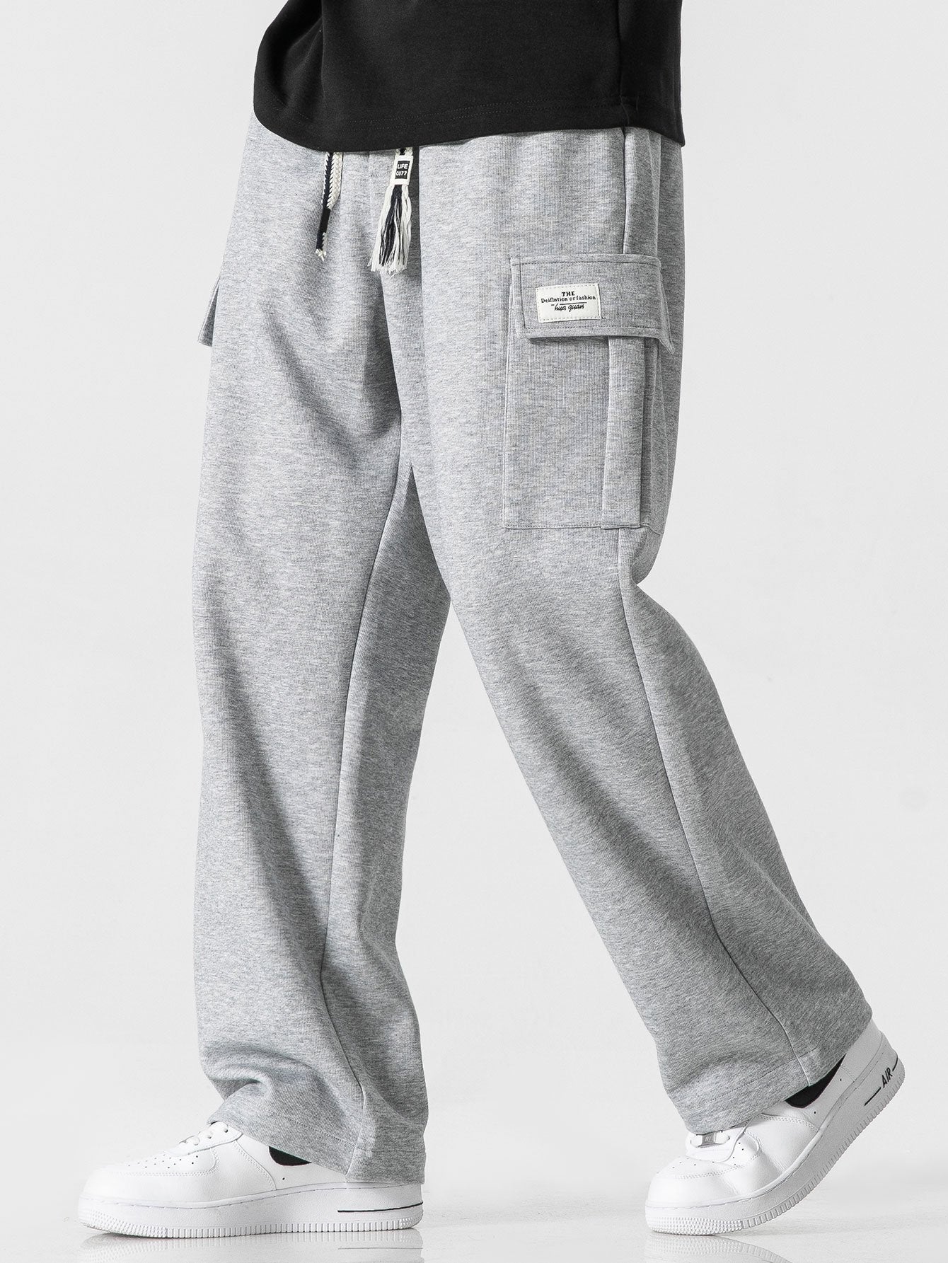 Relax Fit Long Sleeve 2 In 1 Waffle T-Shirt & Relax Fit Straight Leg Jersey Cargo Pants